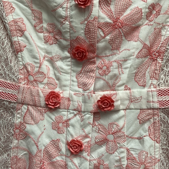 NWT Byron Lars Beguile Coral Lace Button Back Sheath Dress Size 2 - Picture 2 of 5